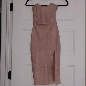 NWT! Faux Suede Blush Pink Midi Dress